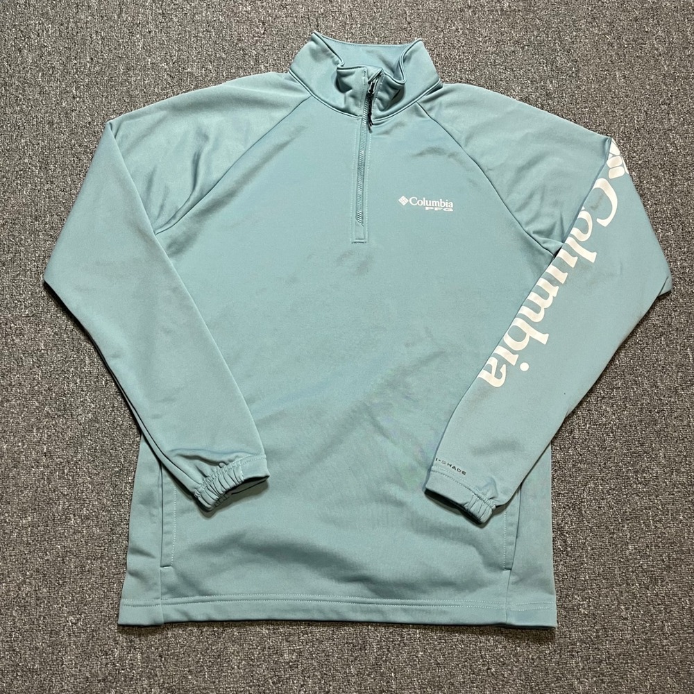 Columbia PFG Small‎ Blue Quarter Zip Fishing Pullover Omni-Shade XM2485